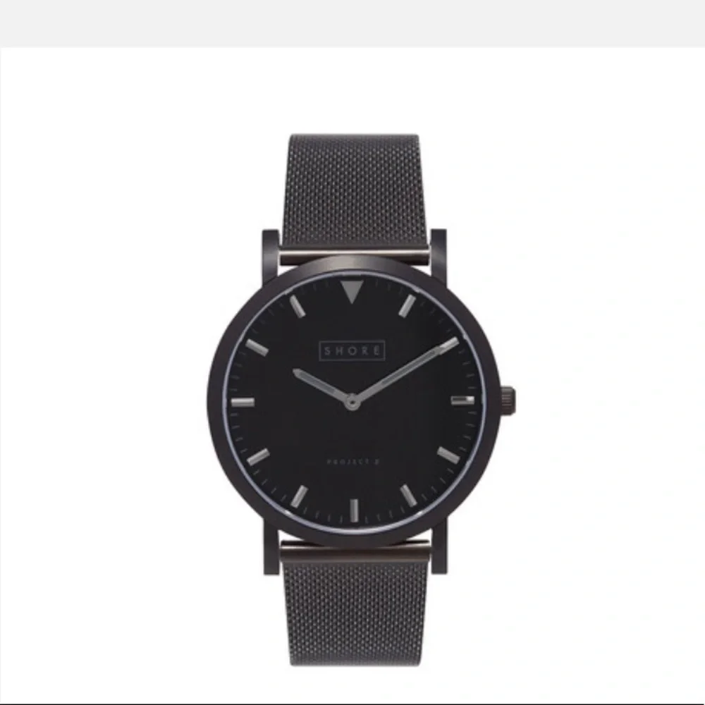 Shore Project Unisex Falmouth black SS mesh watch